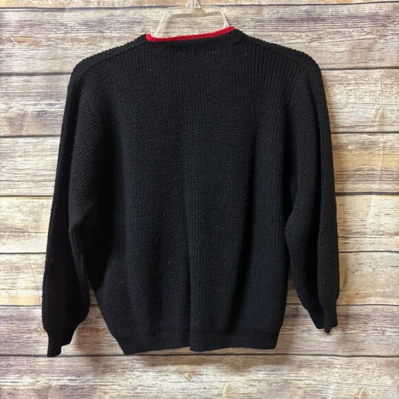 Vintage Victoria by Golden Glow Pure Wool Sweater S Small‎ Cardigan 1960's Black - Picture 3 of 3